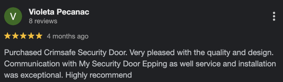 Crimsafe Review - Violeta Pecanac